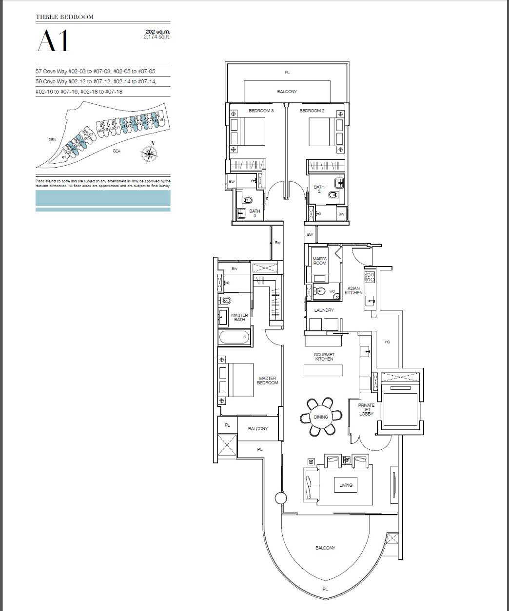 Seascape @ Sentosa 3 Bedroom Floor Plan 1